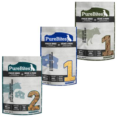 Bundle: Variety Pack - PureBites Beef Liver Freeze-Dried Raw Dog Treats, 4.2-oz bag, Cheddar & Beef & Cheese Flavors