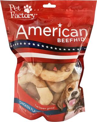 American Beefhide 3-inch Donuts Chicken Flavored Chewy Dog Treats, 8 count