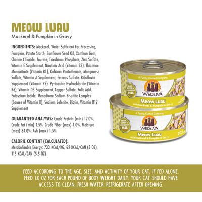 Meow Luau with Mackerel & Pumpkin Grain-Free Canned Cat Food, 3-oz, case of 24
