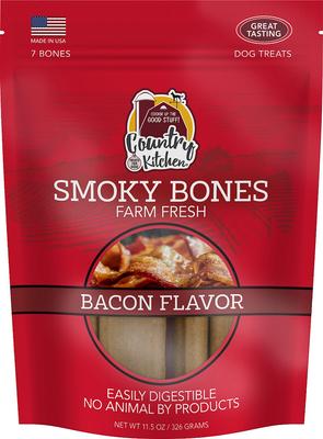 Smoky Bones Bacon Flavored Hard Chew Dog Treats, 7 count
