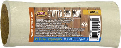 Stuffed Shin Bone Dog Treat, Peanut Butter, 5-in, bundle of 2