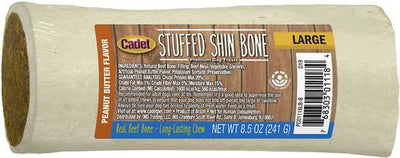Stuffed Shin Bone Dog Treat, Peanut Butter, 5-in, bundle of 2
