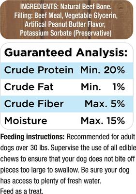 Stuffed Shin Bone Dog Treat, Peanut Butter, 5-in, bundle of 2