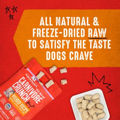 Bundle: Stella & Chewy's Carnivore Crunch Grass-Fed Beef Recipe + Cage-Free Chicken Recipe Freeze-Dried Dog Treats, 3.25-oz bag, bundle of 2