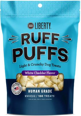 Liberty Ruff Puffs Chicken-Free White Cheddar Flavor Dog Treats, 4-oz bag