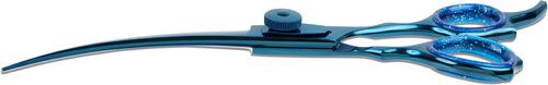 Curved Dog Grooming Shears with Finger Rest & Case, 7.5-in, Blue