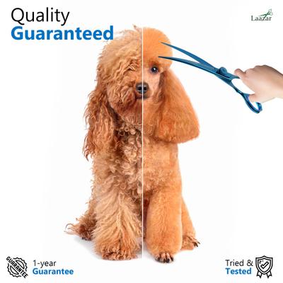 Curved Dog Grooming Shears with Finger Rest & Case, 7.5-in, Blue