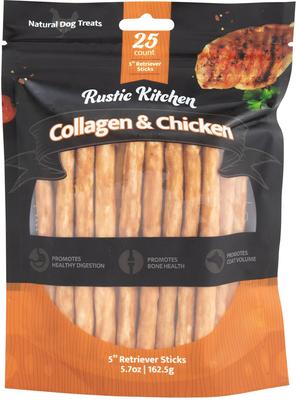Collagen Retriever Sticks Chicken Flavored Dog Treat, 25 count