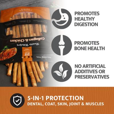 Collagen Retriever Sticks Chicken Flavored Dog Treat, 25 count
