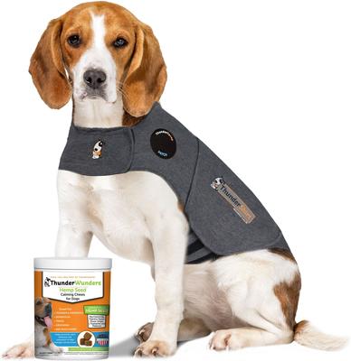 Bundle: ThunderShirt Classic Anxiety & Calming Vest, Heather Grey, XX-Small + ThunderWunders Hemp Dog Chews