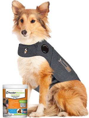 Bundle: ThunderShirt Classic Anxiety & Calming Vest, Heather Grey, XX-Small + ThunderWunders Hemp Dog Chews