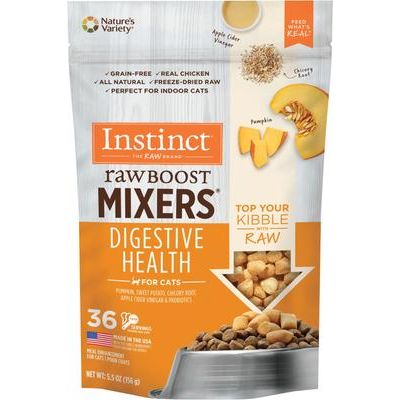 Alimento liofilizado para gatos Raw Boost Mixers con receta sin cereales para la salud digestiva, bolsa de 157 g