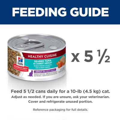 Senior Adult 11+ Healthy Cuisine Seared Tuna & Carrot Medley Wet Cat Food, 2.8-oz can, case of 24