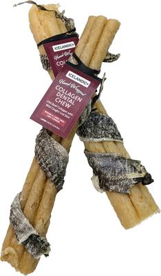 Premio dental masticable para perros de 20 cm con colágeno de res y pescado envuelto
