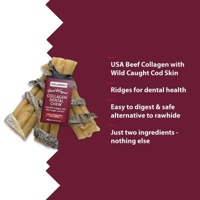 Beef Collagen with Wrapped Fish 8-in Dental Chew Dog Treat