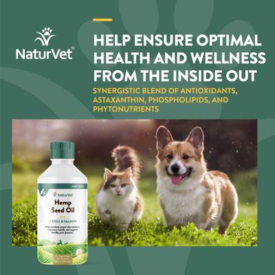 NaturVet, Hemp Seed Oil, Krill & Salmon, suplemento líquido con omegas para articulaciones, piel y pelaje de perros y gatos, 237 / 473 / 946 ml