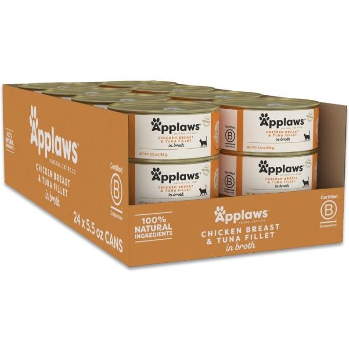 Applaws, Pechuga de Pollo y Filete de Atún en Caldo, 24 latas × 156 g