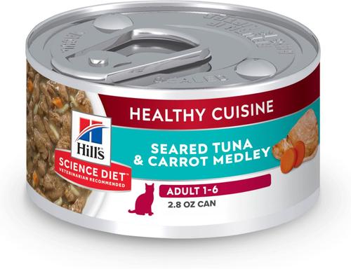 Adult Healthy Cuisine Seared Tuna & Carrot Medley Wet Cat Food, 2.8-oz can, case of 24