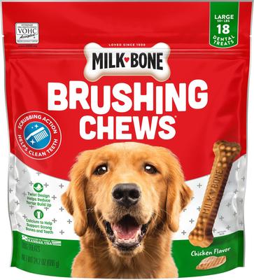 Bundle: Milk-Bone Original Brushing Chews + Fresh Breath Brushing Chews Daily Dental Large Dog Treats