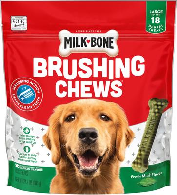 Bundle: Milk-Bone Original Brushing Chews + Fresh Breath Brushing Chews Daily Dental Large Dog Treats