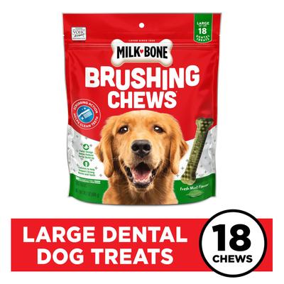 Bundle: Milk-Bone Original Brushing Chews + Fresh Breath Brushing Chews Daily Dental Large Dog Treats