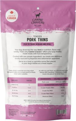 Tender Pork Thins Dehydrated Dog Treats, 5.3-oz pouch