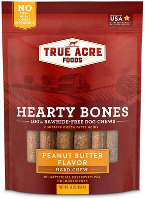 Bundle: Variety Pack - True Acre Foods Hearty Bones Beef Flavored Treats, Peanut Butter & Chicken Flavors