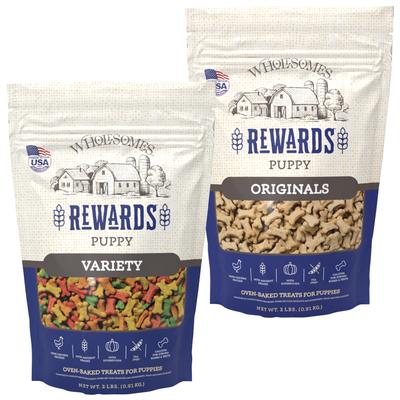 Paquete: Galleta variada Wholesomes Rewards para cachorros + Galletas originales Rewards para perros
