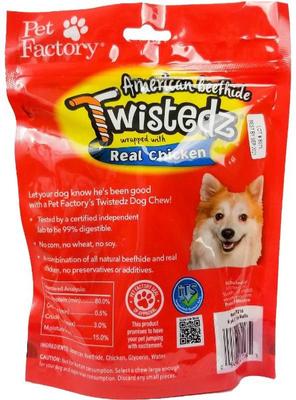 Twistedz 5-inch Beefhide Chip Rolls Chicken Flavored Wrap Dog Hard Chews, 8 count
