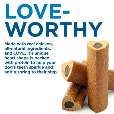 Golosinas masticables para perros Love Bone con sabor a pollo, 6 unidades