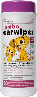 Jumbo Dog & Cat Ear Wipes, 80 count
