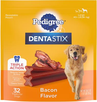 Bundle: Variety Pack - Pedigree Dentastix Large Original Dog Treats, 32 count, Bacon & Chicken Flavors