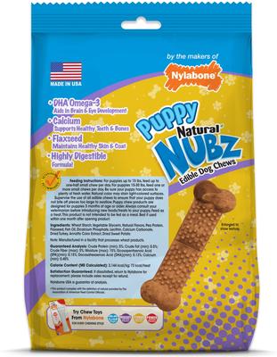 Bundle: Nylabone Nubz Turkey & Sweet Potato Chew Treat, 8 count + Puppy Chew Teething Pacifier Dog Toy, Small