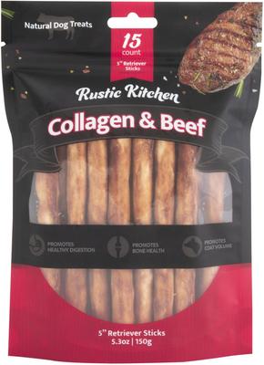 Collagen Retriever Sticks Beef Flavored Dog Treat, 15 count