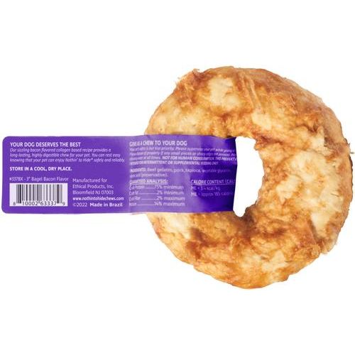 Bagel Nothin' To Hide de 3 pulgadas con sabor a tocino, masticable para perros, 1 unidad