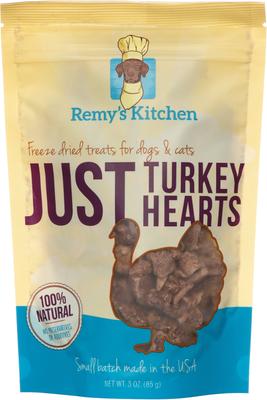 Golosinas liofilizadas para perros y gatos Just Turkey Hearts, bolsa de 85 g