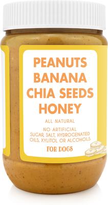 Buddy Budder Barking Banana Peanut Butter Lickable Dog Treat, 17-oz jar