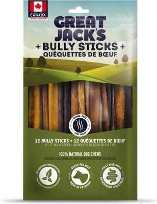 Canada Made Bully Sticks Dog Treats, 5-7-in, 6 count