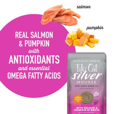 Silver Mousse Salmon & Pumpkin Grain-Free Senior Wet Cat Food, 2.8-oz, 12 count