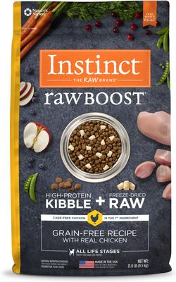 Bundle: Instinct Raw Boost Recipe with Real Chicken & Freeze-Dried Raw Pieces Dry Food + Freeze-Dried Raw Boost Mixers Gut Health Recipe Dog Food Topper