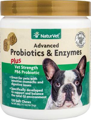Bundle: NaturVet Advanced Probiotics & Enzymes Plus Vet Strength PB6 Probiotic Soft Chews Dog Supplement, 120 count + NaturVet Omega Gold Plus Salmon Oil Soft Chews for Dogs, 180 count