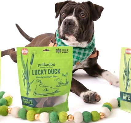 Lucky Duck Bone Shaped Dehydrated Dog Treats, 7-oz bag