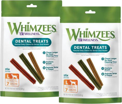 Golosinas dentales masticables grandes para perros, naturales y sin cereales, de Wellness Stix, tamaño grande, 14 unidades