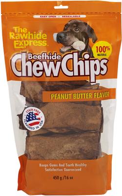 Chips masticables de piel de res, golosinas para perros con sabor a vainilla, bolsa de 16 oz