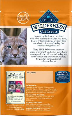 Bundle: Blue Buffalo Wilderness Chicken & Turkey Grain-Free Cat Treats, 2-oz bag + Frisco Bird Teaser with Feathers Cat Toy, Purple