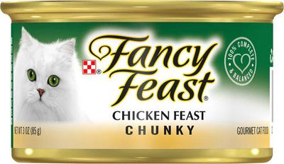 Bundle: Fancy Feast Chunky Chicken Feast Canned Cat Food, 3-oz, case of 24 + Purely Natural Hand-Flaked Tuna Cat Treats, 1.06-oz pouch