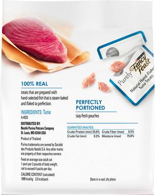 Bundle: Fancy Feast Chunky Chicken Feast Canned Cat Food, 3-oz, case of 24 + Purely Natural Hand-Flaked Tuna Cat Treats, 1.06-oz pouch