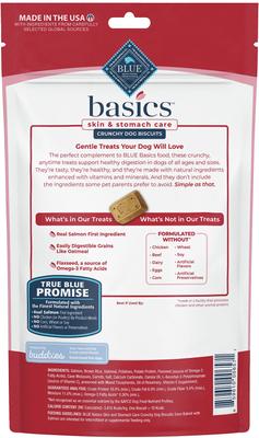 Paquete: Blue Buffalo Basics Skin & Stomach Care Grain-Free Formula Salmon & Potato Recipe Adult Dry Food + Biscuits Salmon & Potato Dog Treats