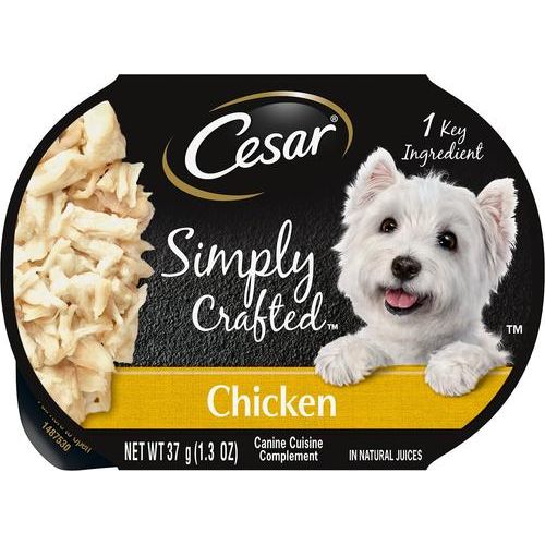 Simply Crafted Chicken - Aderezo para alimento húmedo para perros con ingredientes limitados, bandeja de 1.3 oz, paquete de 20