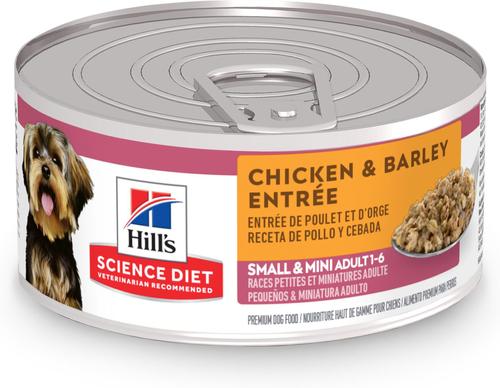 Bundle: Hill's Science Diet Adult Small Paws Chicken Meal & Rice Recipe Dry Food + Chicken & Barley Entree Canned Dog Food